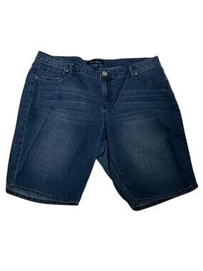 AZ Denim Bermuda Shorts Womens 16W Blue Stretch Flat Front Pockets Casual Summer